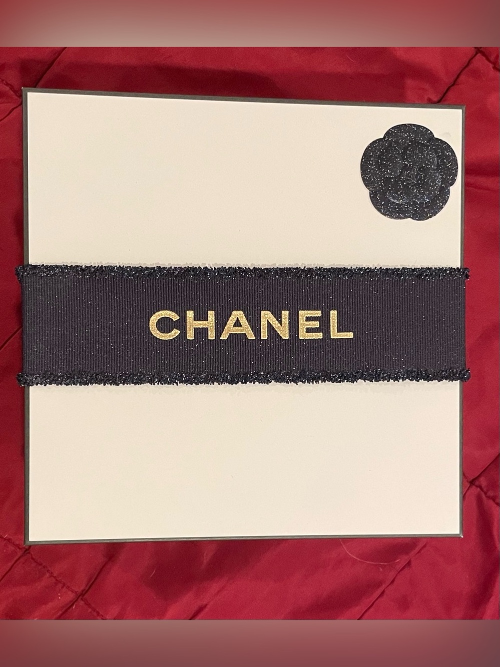CHANEL Black and White Branded Gift Box with Ribbon